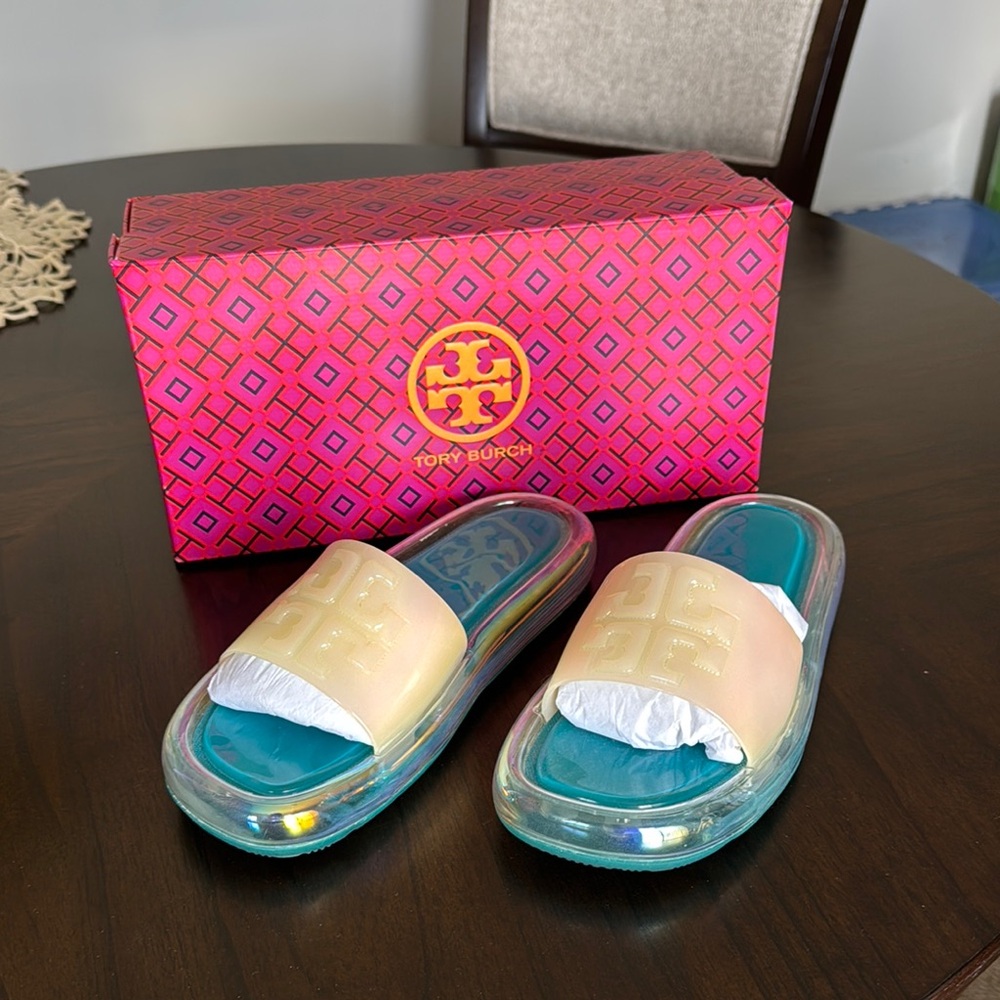 Tory Burch Iridescent Slide Sandals - Size 6